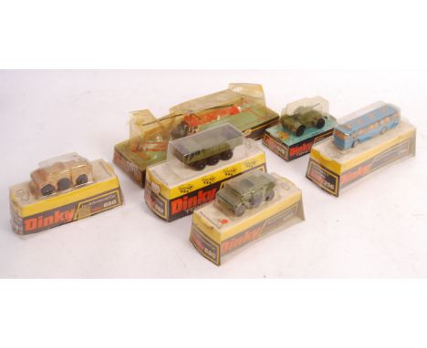 A collection of 6x assorted original vintage Dinky scale diecast model vehicles to include; 296 Duple Viceroy 37 Luxury Coach