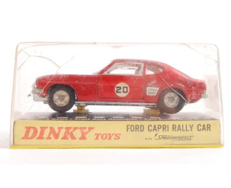 An original vintage Dinky Toys made scale diecast model No. 213 Ford Capri Rally Car. Appears good+ within the original box, 