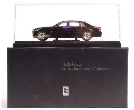 A Kyosho 1/43 scale precision diecast model No. 05551DBK Rolls-Royce Ghost EWB Extended Wheel Base ( Diamond Black ). Appear 