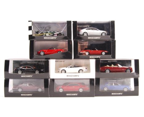 A collection of 10x Pauls Model Art made Minichamps 1/43 scale precision diecast models to include: Jaguar XJS Cabriolet, Ben