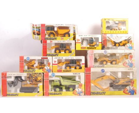 A collection of 11x assorted Joal Compact 1:35 and 1:50 scale diecast model construction vehicles to include; JCB 525-58, Dum