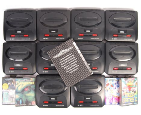 A collection of 10x Sega Megadrive II computer games video console units, no leads or controls present. All appear in good vi