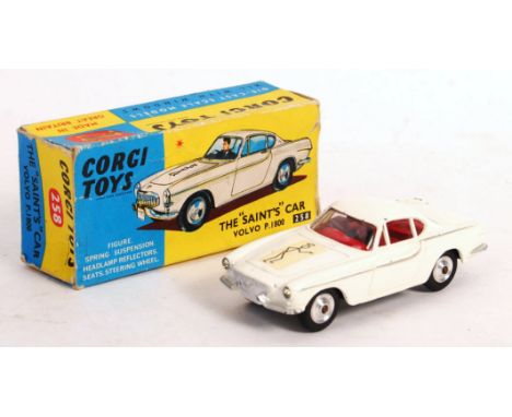 An original vintage Corgi Toys made diecast model No. 258 ' The Saint's Car - Volvo P1800 '. White, with red interior and gre