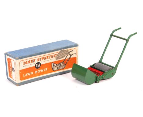 A rare original vintage Dinky Toys made diecast model No. 751 ' Lawn Mower '. Complete with detachable grass scoop. Condition