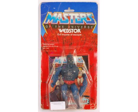 An original vintage Mattel made MOTU Masters Of The Universe carded action figure ' Webstor - Evil Master Of Escape '. The fi