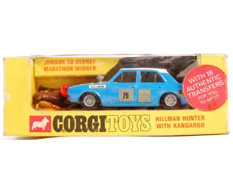 A rare original vintage Corgi Toys made boxed diecast model No. 302 ' Hillman Hunter With Kangaroo '. Model appears very near