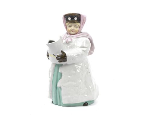 A post-War replica glazed ceramic 'Benzin' hot chocolate jug with head,the stopper head removes for cleaning and filling, 27c