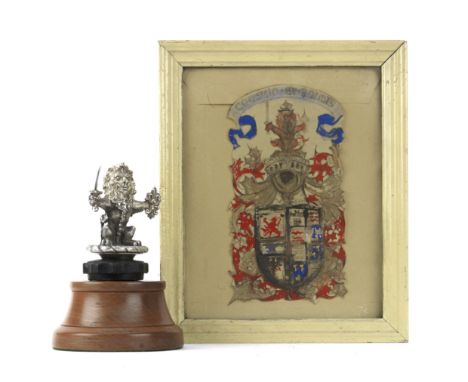 A 'Heraldic Lion' mascot, formerly the personal car mascot of British Conservative politician The Right Honourable Sir Arthur