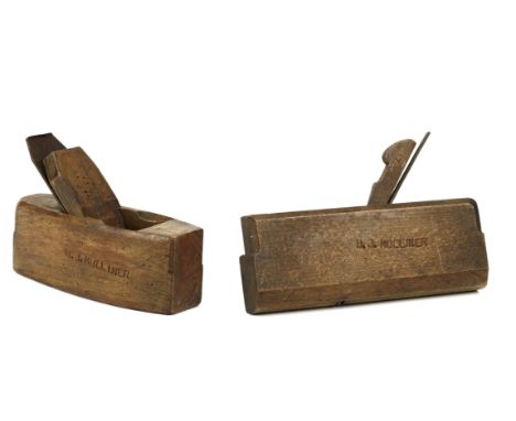 Two H.J. Mulliner works wooden moulding coachbuilder's planes,Edwardian/Vintage era, used for body and frame construction, ea