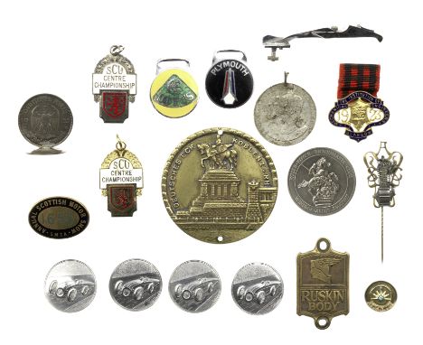 An SAC member's lapel badge by Lauer, German, circa 1910,gilded script with single cylinder engine on long pin; together with