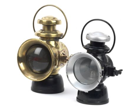 Two Lucas No.700 and No.720 oil-illuminating side-lamps,comprising large Lucas No.700 side-lamp, brass body (lacking numbered