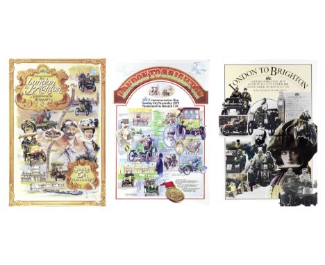 Three RAC London to Brighton Commemoration Run posters for 1978, 1979 &amp; 1980,advertising the annual run from Hyde Park, t