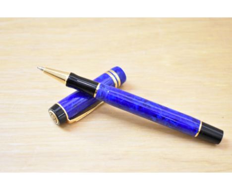 A Parker Centennial MKII rollerball pen in lapis lazulii with two cap band.