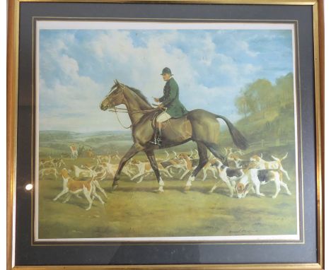 A parcel-gilt framed and glazed (limited edition 50/325) colour lithograph, 'Captain R. E Wallace' by Raoul Millais, signed i