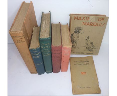Six hunting and equine volumes: 'Hildebrand' by John Thorburn, 'The Right Sort' by Mrs. Kennard, , 'Gun Rifle and Hound' by S