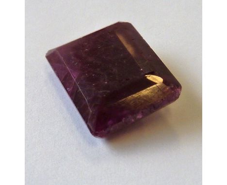A rectangular hand-cut ruby of approximately 8 carats (unmounted)