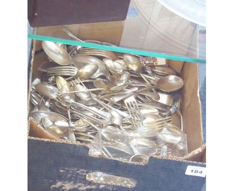 A quantity of mostly early 20th century silver plate flatware together with sundry silverware&nbsp; to include two silver nap