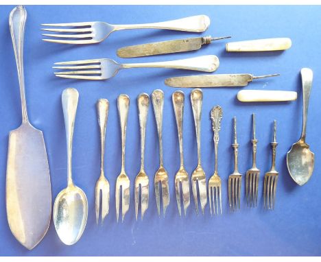Various silver-plated flatware together with some silver flatware