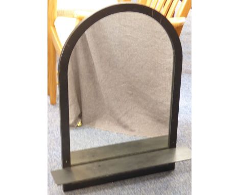 A modern ebonised mirror unit with single shelf (73cm high x 60cm wide (shelf))