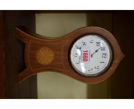 An Edwardian inlaid mahogany balloon mantel clock.