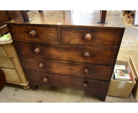 A George III mahogany chest of drawers, with caddy top, 99cm wide. 