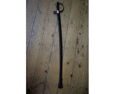 A 19th century cavalry sabre and steel scabbard. 