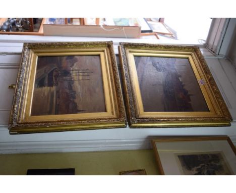 H. L. Robinson, 'Sketch at Evemouth', a pair, each signed, oil on board, 29 x 34cm. 