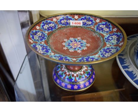 A Chinese cloisonne enamel tazza, 20.5cm diameter. 