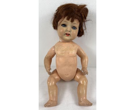 A vintage 17.5" German doll with bisque head and composite body and limbs. Marked to back of neck 'Germany 4'. With moving ey