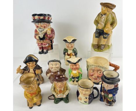 A collection of 11 assorted ceramic character jugs in varying sizes. To include: Tony Wood, Shorter &amp; son, Lancaster, Sta