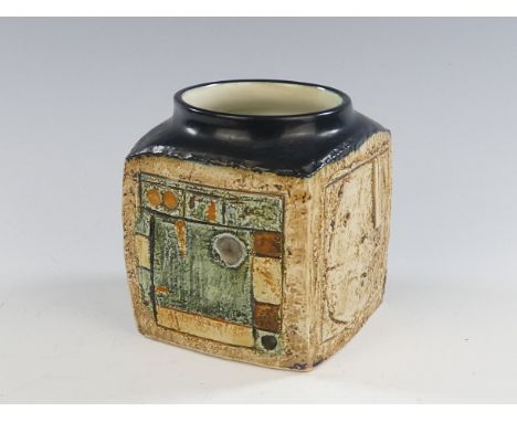 A Troika marmalade jar - decorated by Jane Fitzgerald, 9cm high.