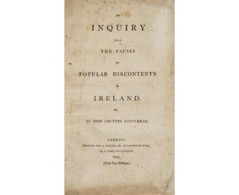 Ireland.- [Parnell (William)] - An Inquiry into the Causes of Popular Discontents in Ireland,  first edition,  trace of libra