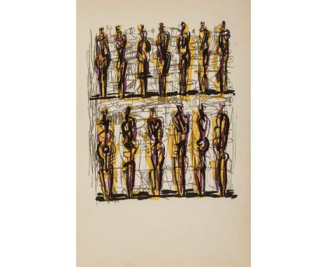 Moore (Henry) - Heads Figures and Ideas, with a comment by Geoffrey Grigson,   with original colour auto-lithograph tipped in