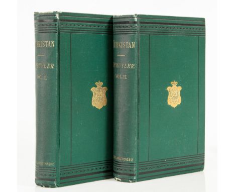 Schuyler (Eugene) - Turkistan..., 2 vol.,   first edition  ,   half-titles, frontispieces, 3 folding maps and numerous wood-e