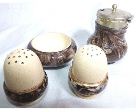 MOORCROFT CRUET SET. Moorcroft MacIntytre four piece cruet set