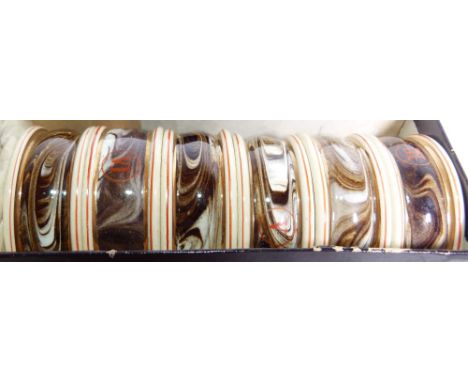 MOORCROFT NAPKIN RINGS. Set of six Moorcroft MacIntyre Agate napkin rings