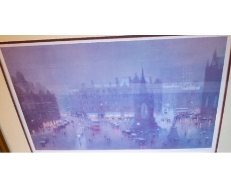 BOB RICHARDSON MANCHESTER PRINT. Limited edition print of Manchester signed by artist, R. Richardson 50 x 35 cm