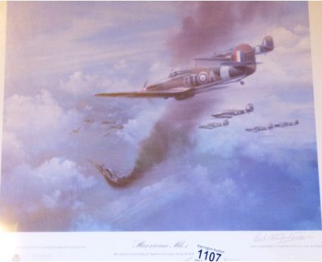 HURRICANE MKI PRINT. Frank Wootten signed limited edition 838/850 Hurricane MKI print also signed R,R, Stanford - Tuck 40 x 3