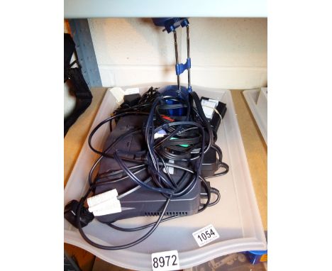 NINTENDO 64. Nintendo 64 games console, Sanyo microcassette recorder and a modern desk lamp