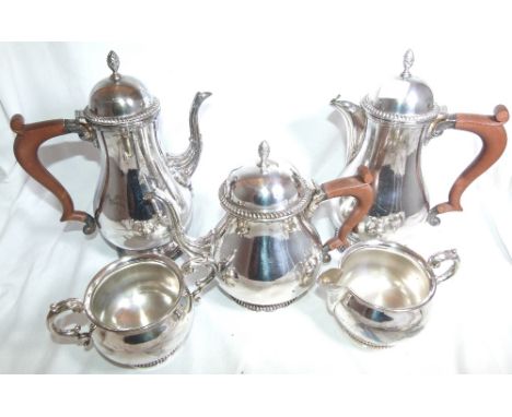 PLATED TEA SERVICE. Five piece silver plated Barker Ellis tea and coffee service