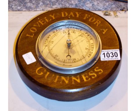 GUINNESS BAROMETER. Guinness advertising circular barometer A/F 