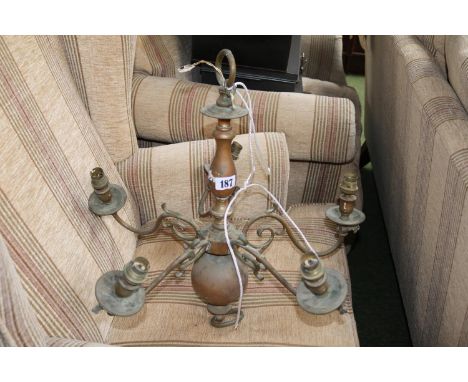 Brass Flemish 5 Branch Chandelier 