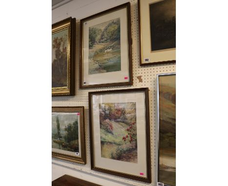 William Samuel Parkyn (1875-1949) ARCA, ARWA, SMA, PS, London Sketch Club. Pair of watercolours of Trebah Botanical Gardens i