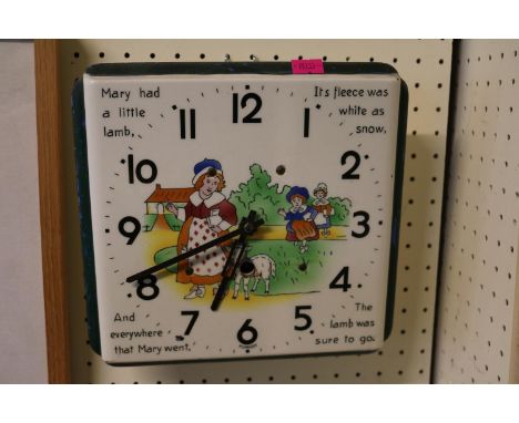 Mary Had a Little Lamb Ceramic Wall clock Foreign Made 