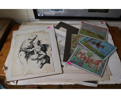 Folio of assorted renaissance ink sketch, Nude life studies etc 