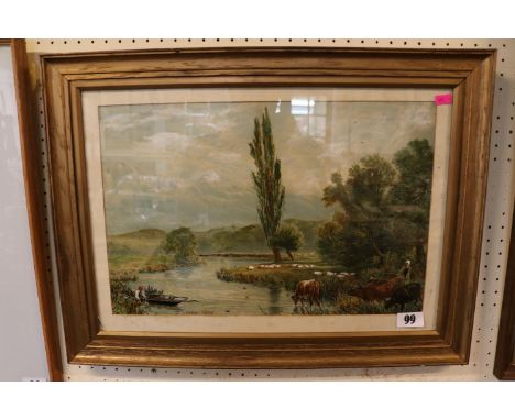 Oleograph by J Ward of a Countryside scene dated 1897 