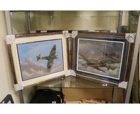 Collection of framed original Paintings by R Taylor of WWII Aircraft 