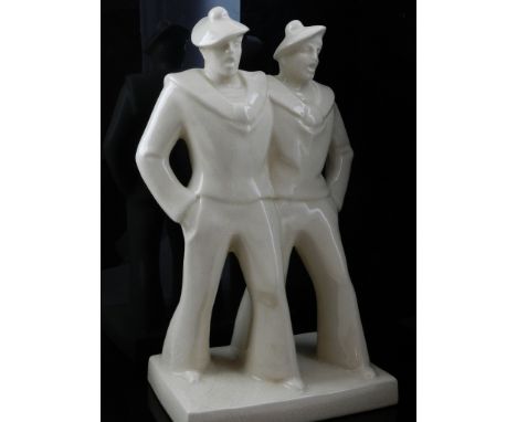 In the Art Deco taste, a ceramic figural study of two sailors. H: 34cm