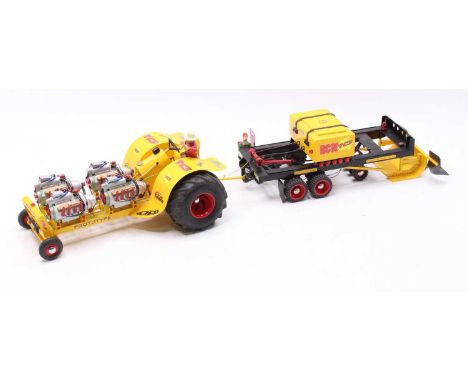 A scratchbuilt model of a Prototype TC3 racing tractor, complete with an RC10 TC3 trailer, model is constructed by Peter Day 