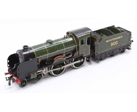 1937-41 E420, Hornby 20v AC electric 4-4-0 loco &amp; 6-wheeled tender ‘Eton’ Southern, ‘900’ on small cab-side plates, one b